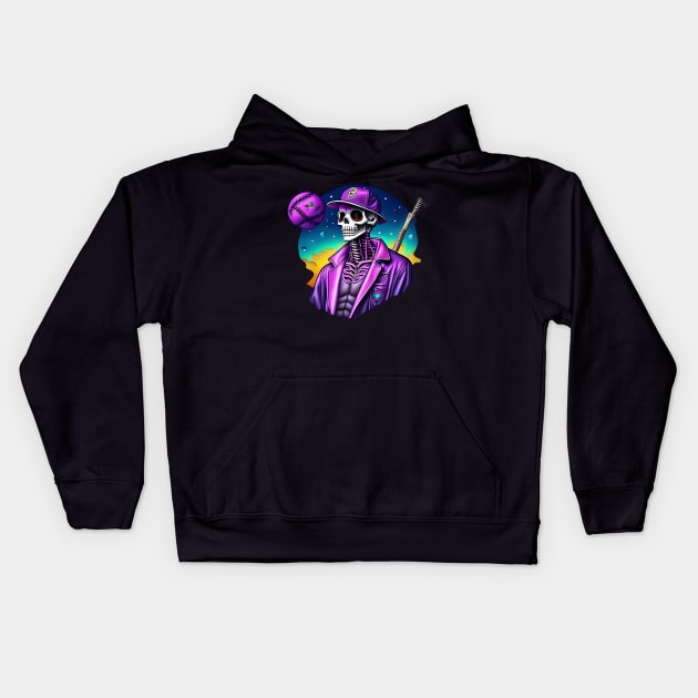 Skeleton ,Baseball Player Kids Hoodie by BC- One- Shop